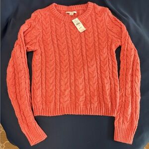 AMERICAN EAGLE NWT Orange Melon Cable Knit Long Sleeve Sweater Size S